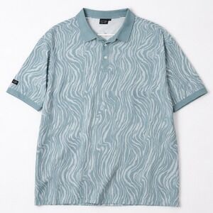 Sunday Swagger Polo Shirt Mens 3XL Blue Abstract Wave Golf Performance Stretch